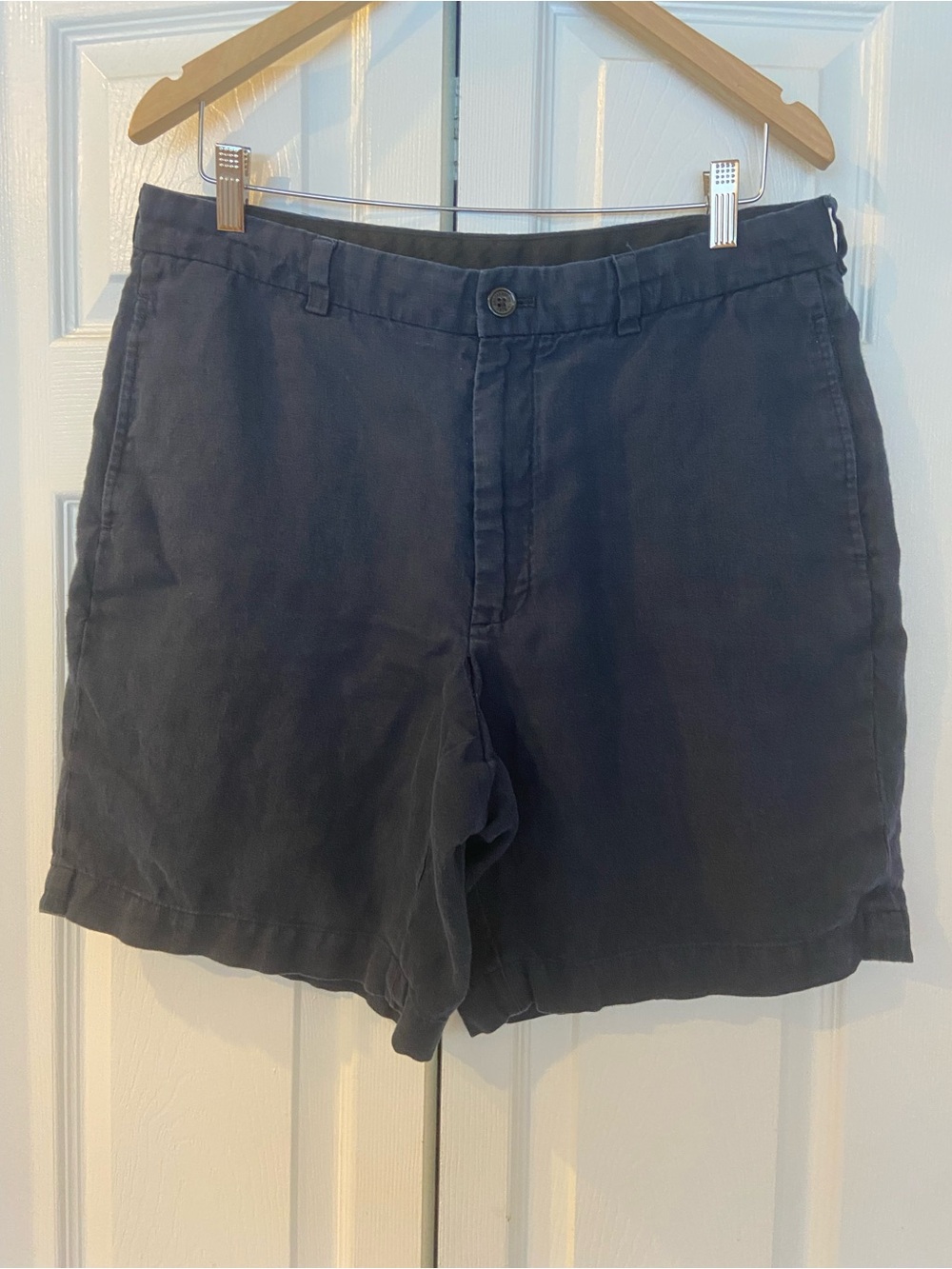 Brooks Brothers Navy Flat-Front Cotton Shorts